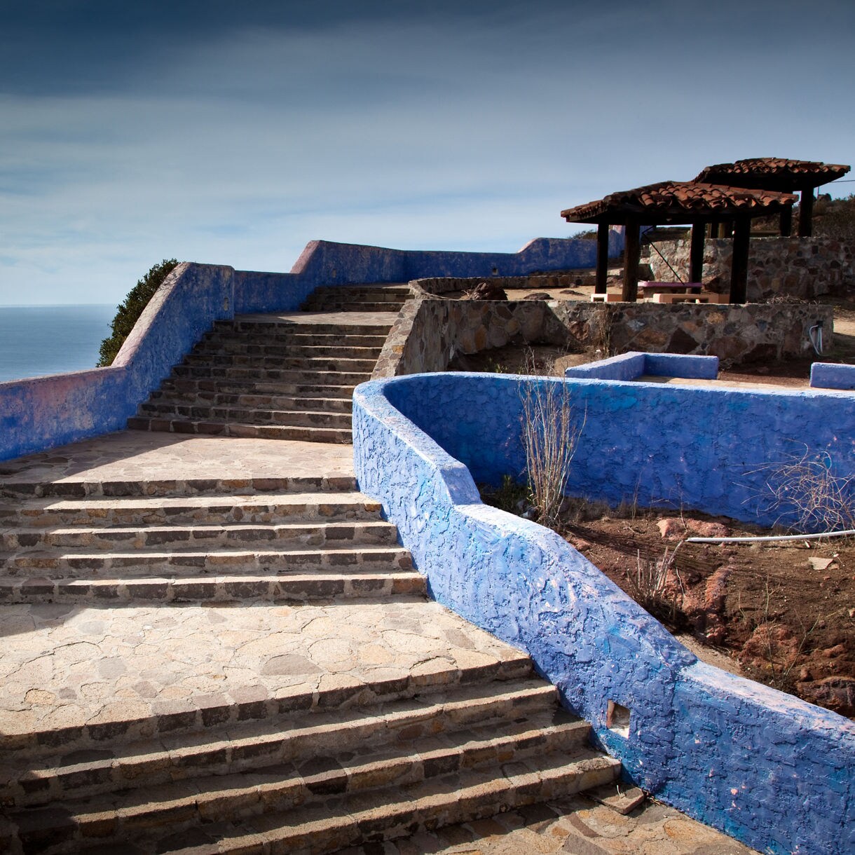 ensenada mexico baja la bufadora stairway coastline ocean mosaic wall