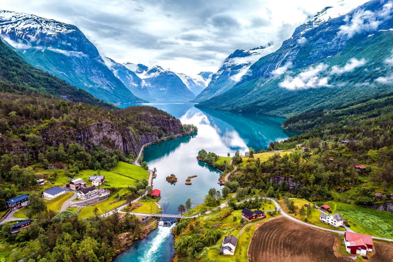 fjord aerial view