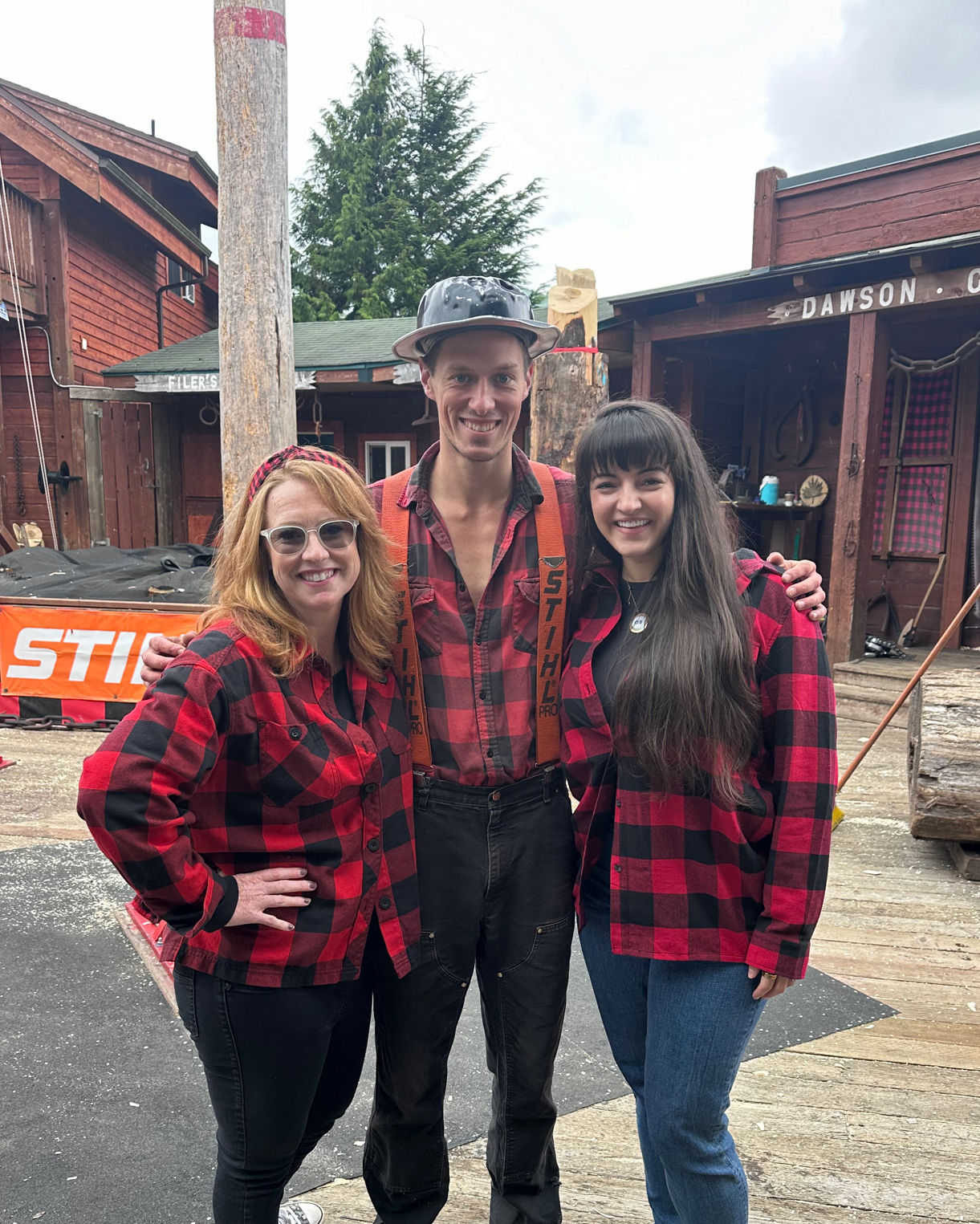 Enjoying a lumberjack show in Ketchikan, Alaska