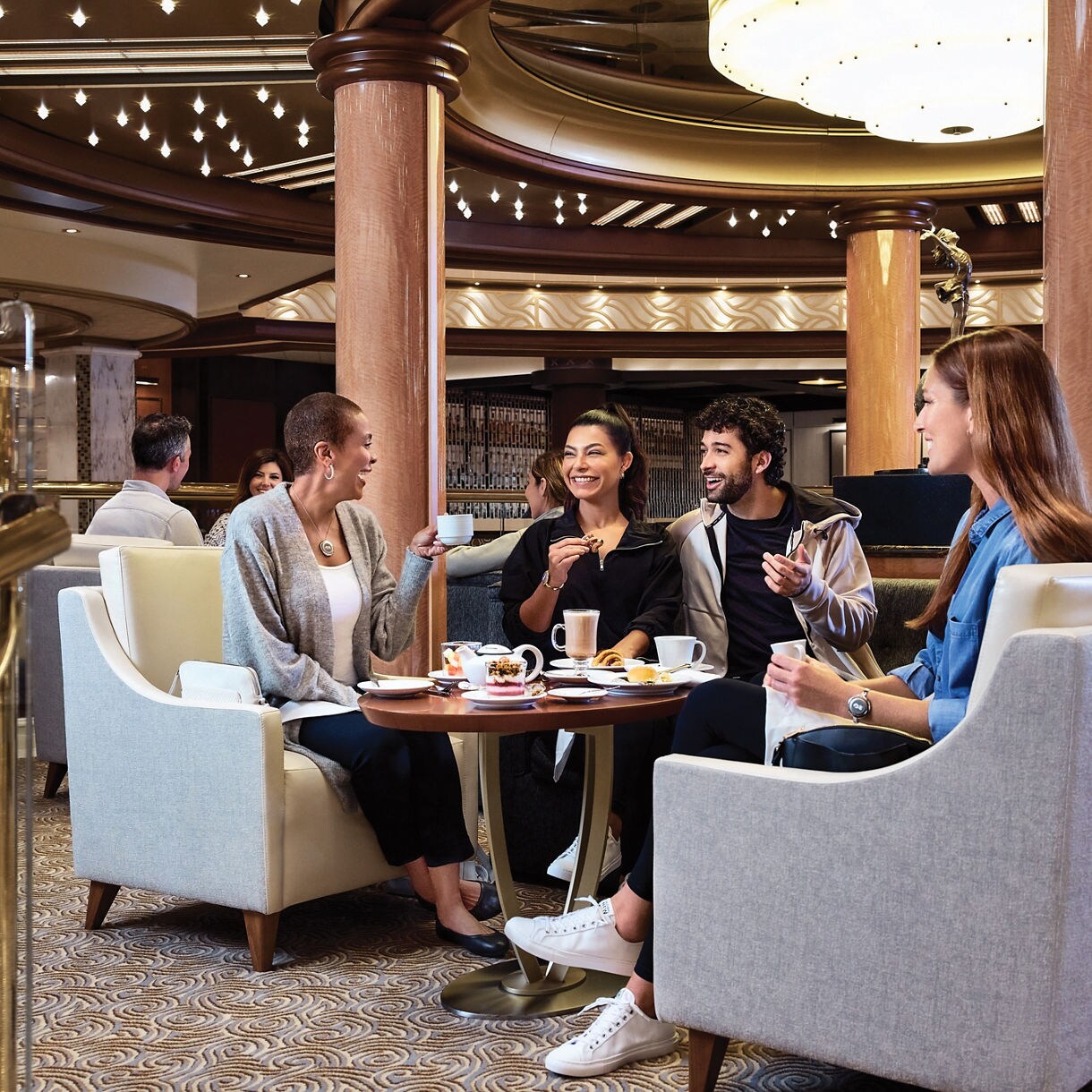 friends gathered taking coffee