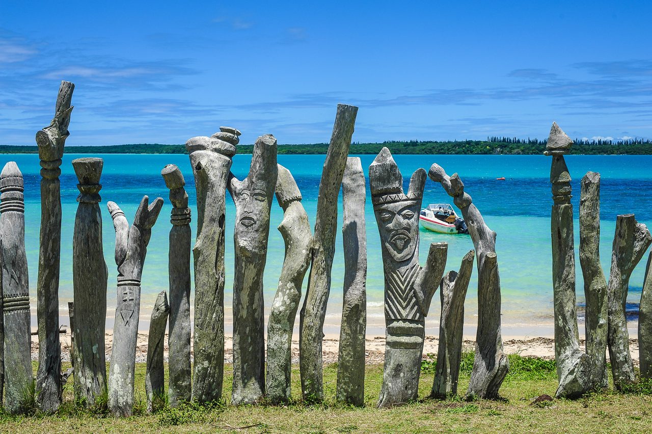 Traditional wood carvings and sculptures, Isle of Pines, New Caledonia.