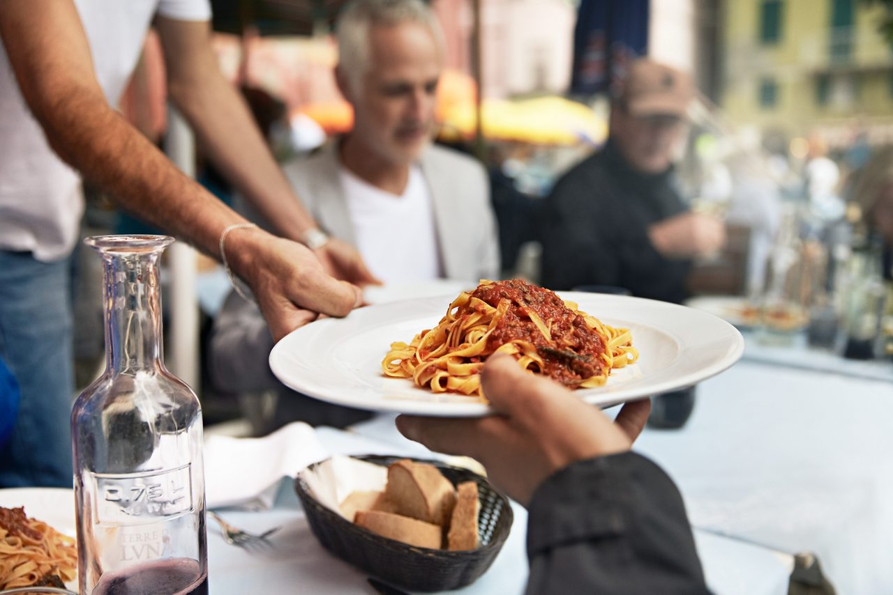 italy plate of fresh pasta red sauce