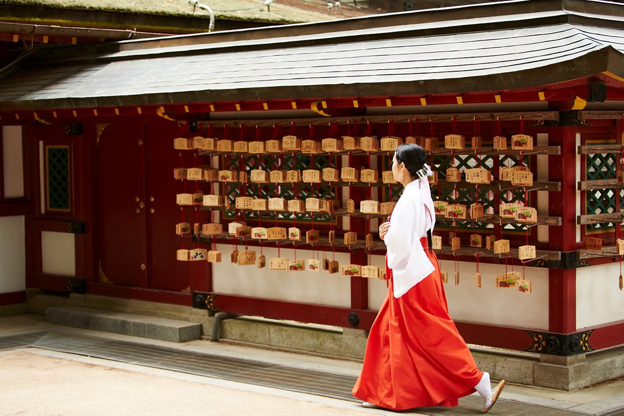 woman in kimono walking