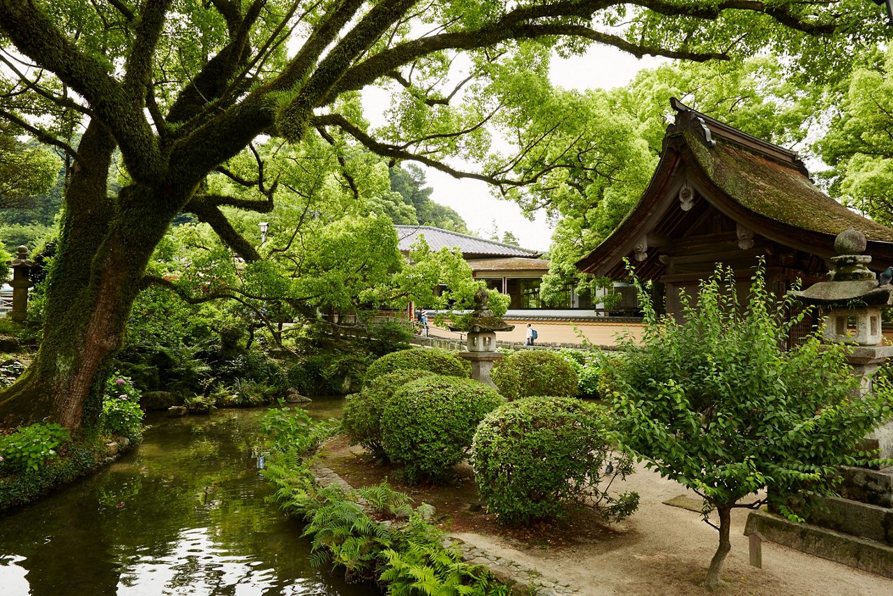 japanese garden with shrine