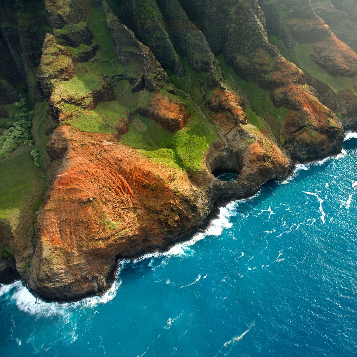 Otherworldly landscape of Hawaii's Na Pali Coastline on the island of Kauai.