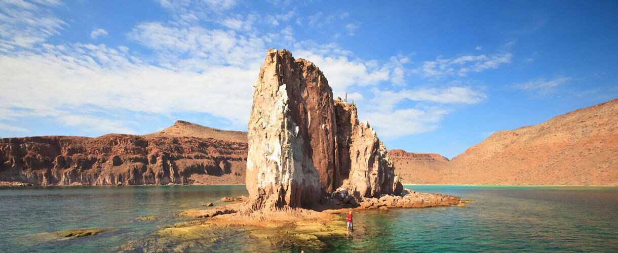 People near the shore in La Paz