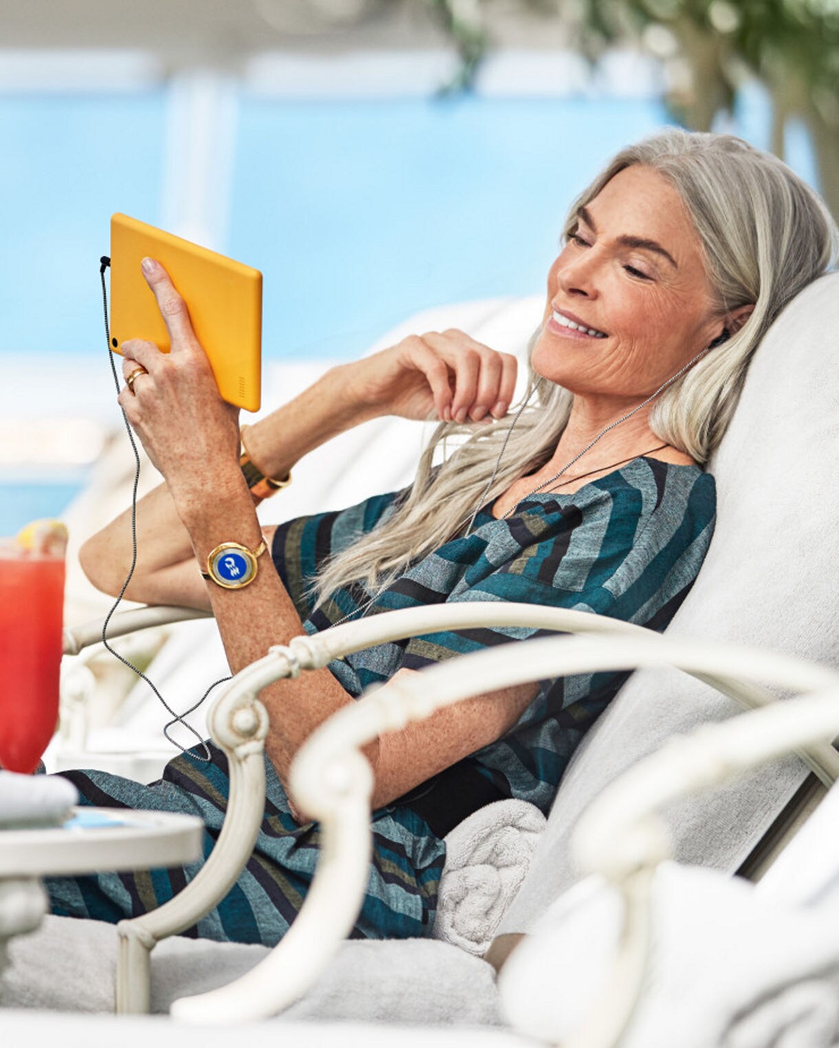 woman poolside