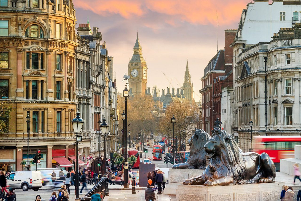 Trafalgar Square, London, UK.