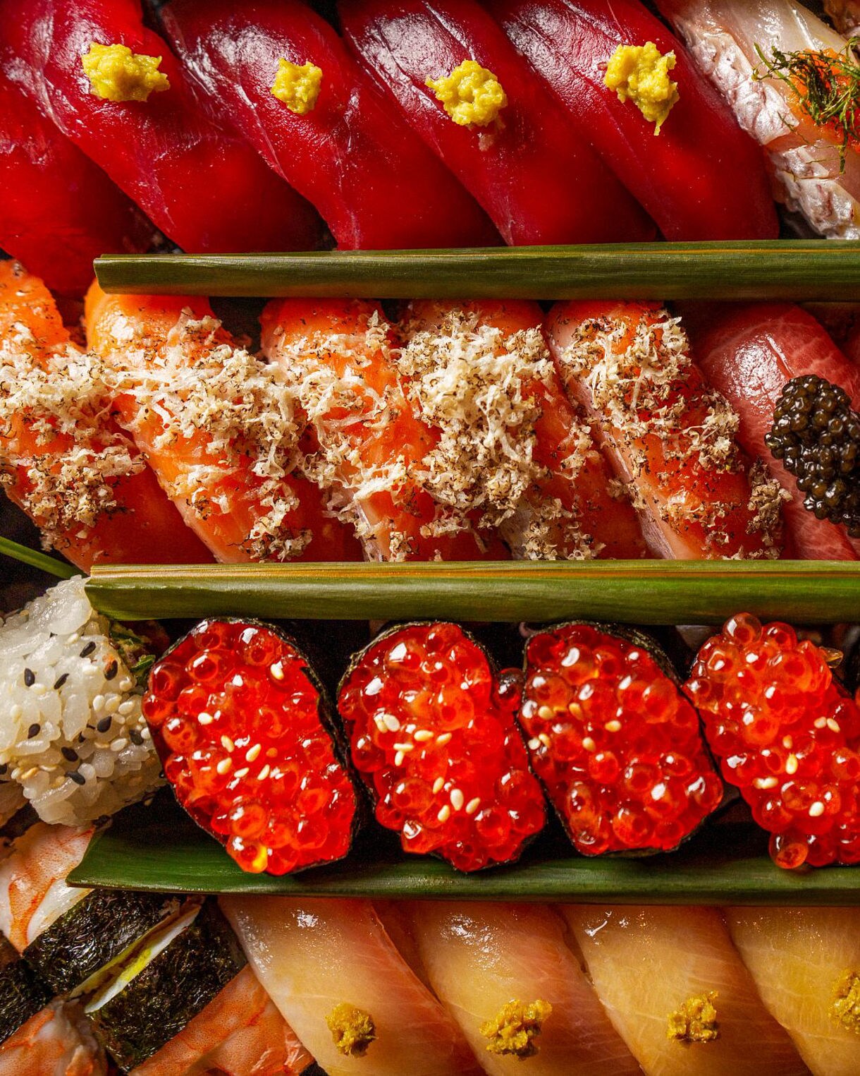 Assortment of sushis on a platter