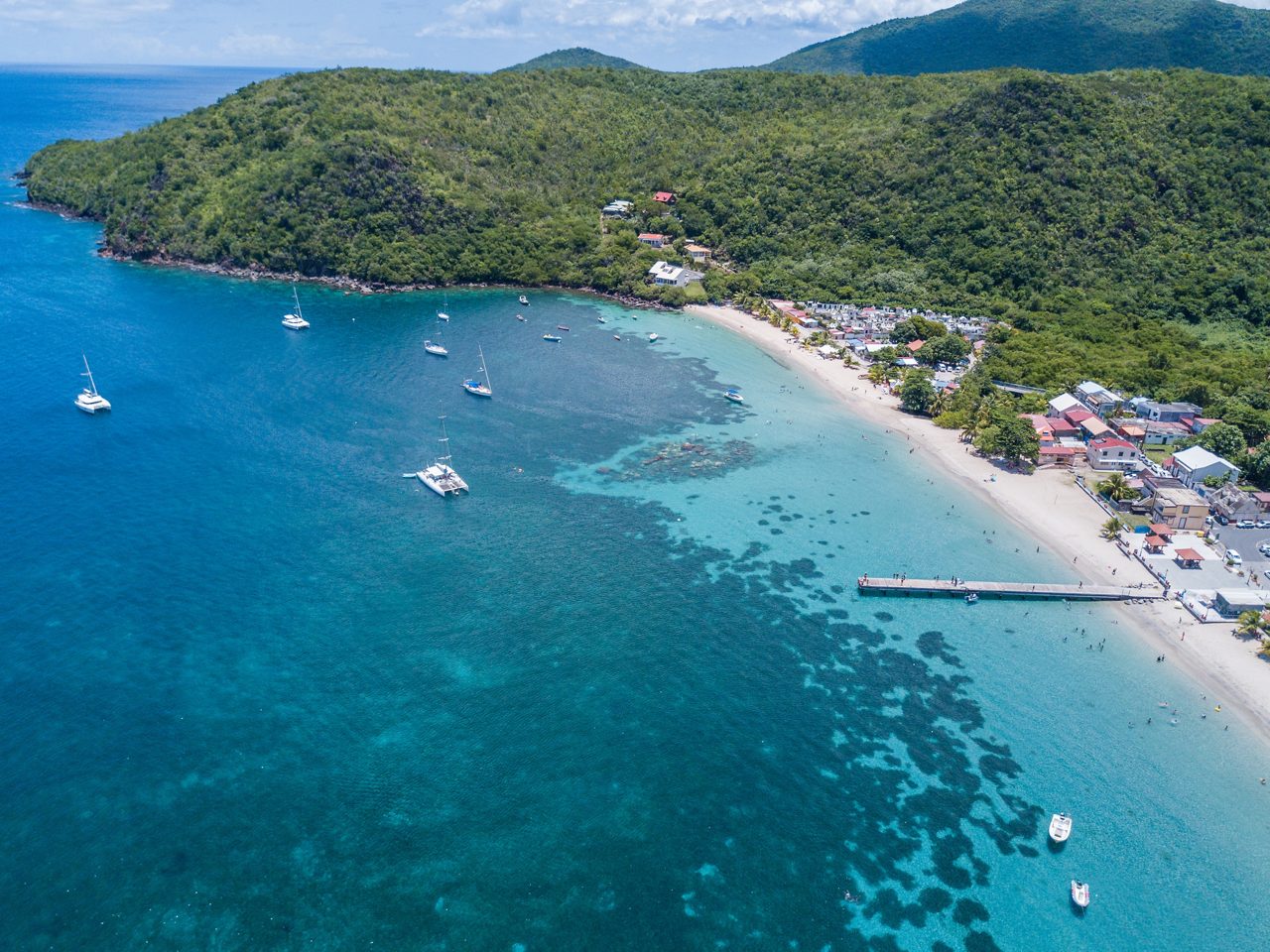 martinique caribbean aerial beach village clear water