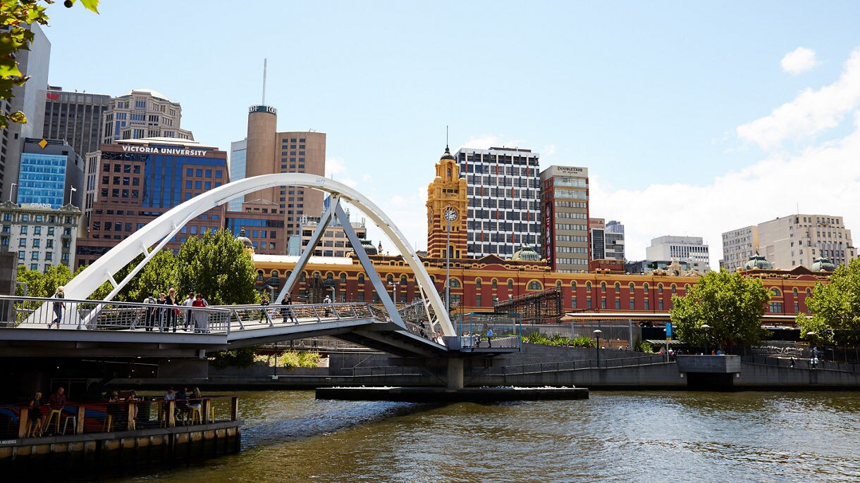 Southgate bridge in Melbourne, Australia.