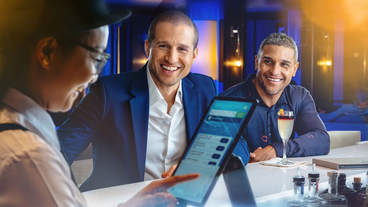 Person using tablet.