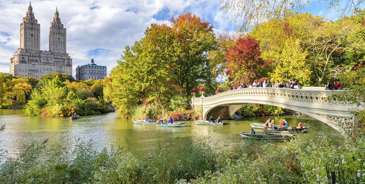 Bow Bridge in Central Park, New York City, NY, USA.