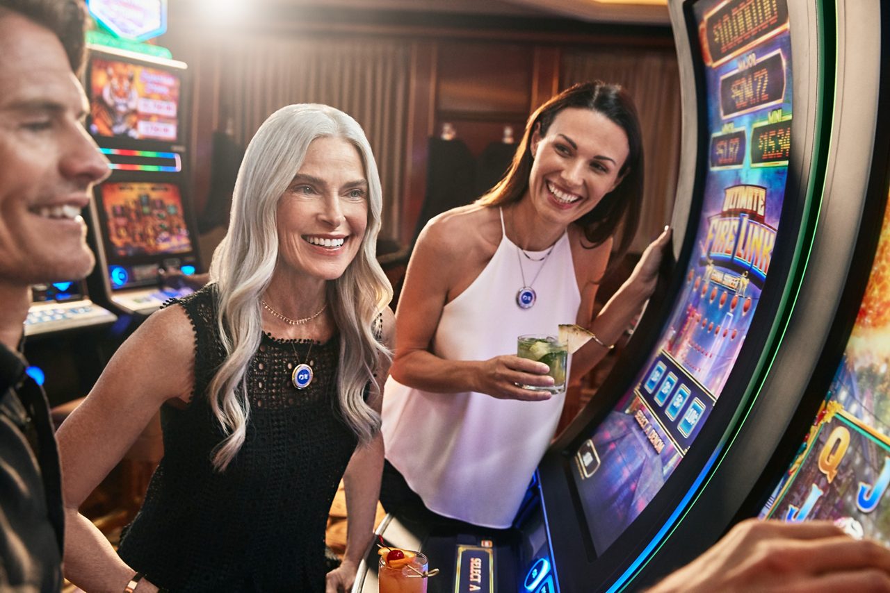 onboard experience casino slot machines man women madallion drinks