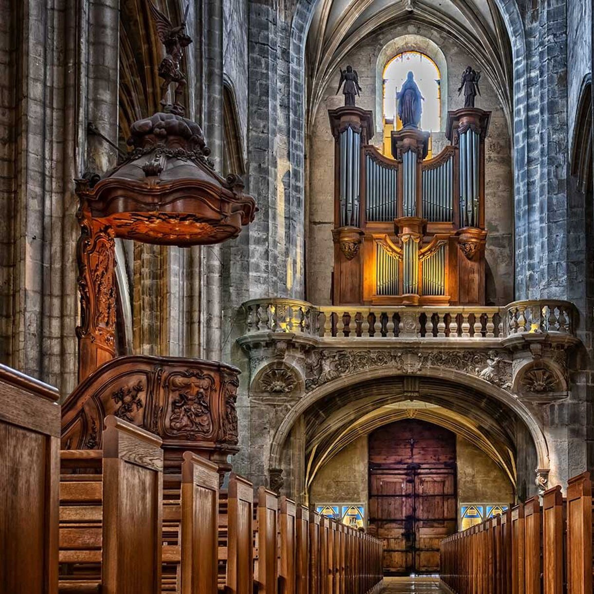 Inside Notre Dame Cathedral, Paris.