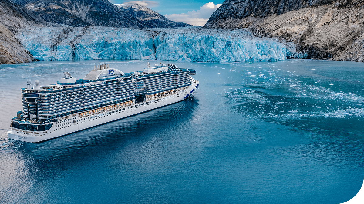 A Princess ship sails near Dawes Glacier, Alaska.