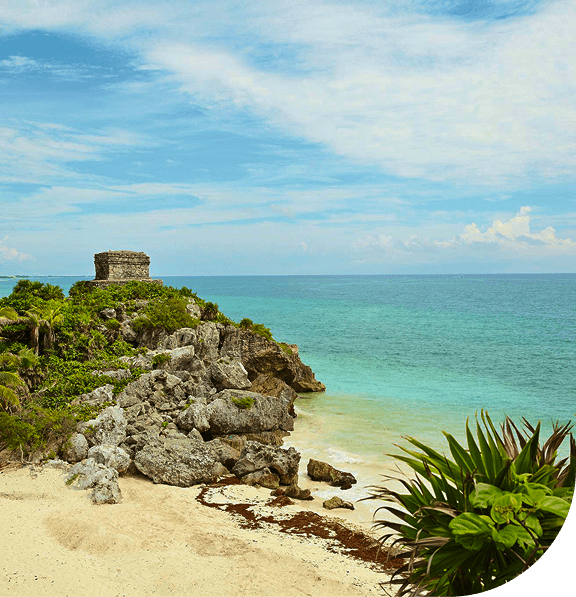 Beachside ruins on Cozumel, Mexico.