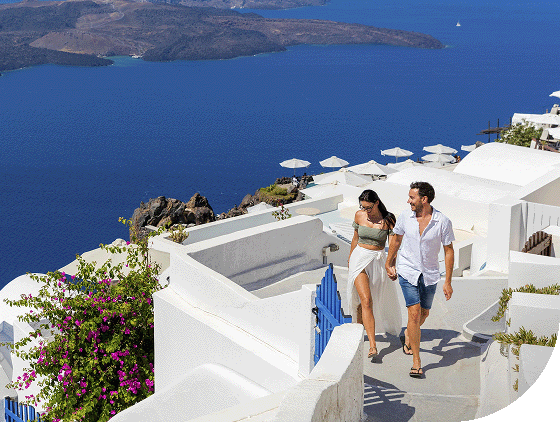 A couple explores Greece.