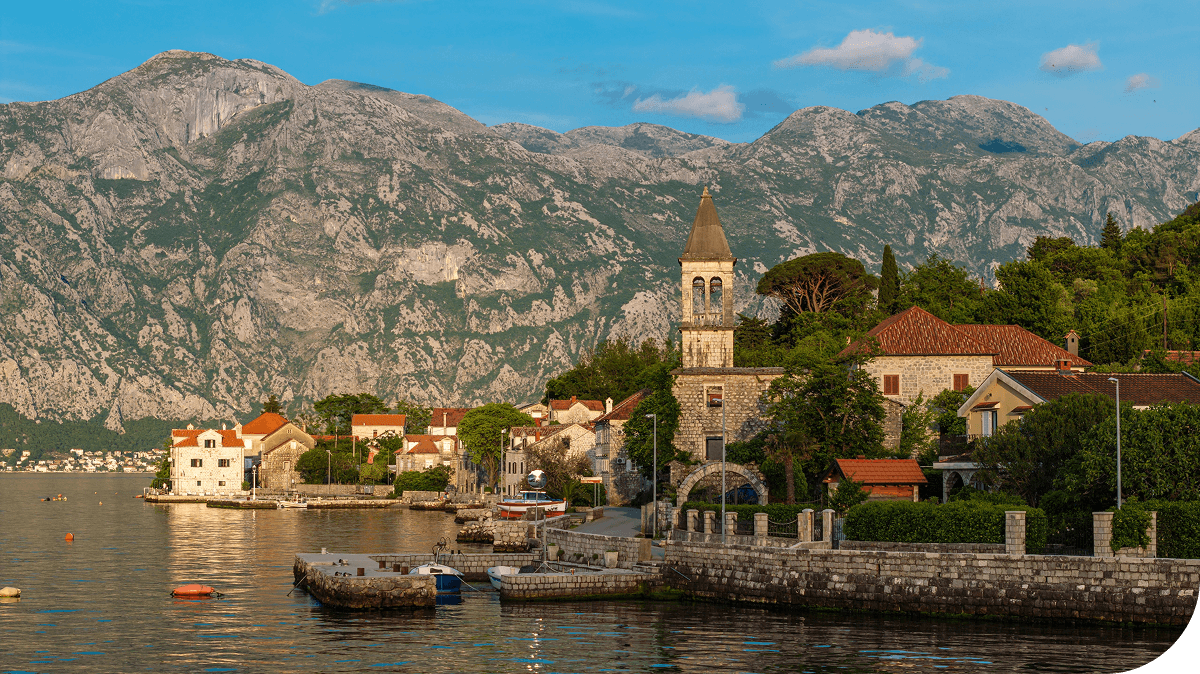 Kotor, Montenegro on a bright sunny day.