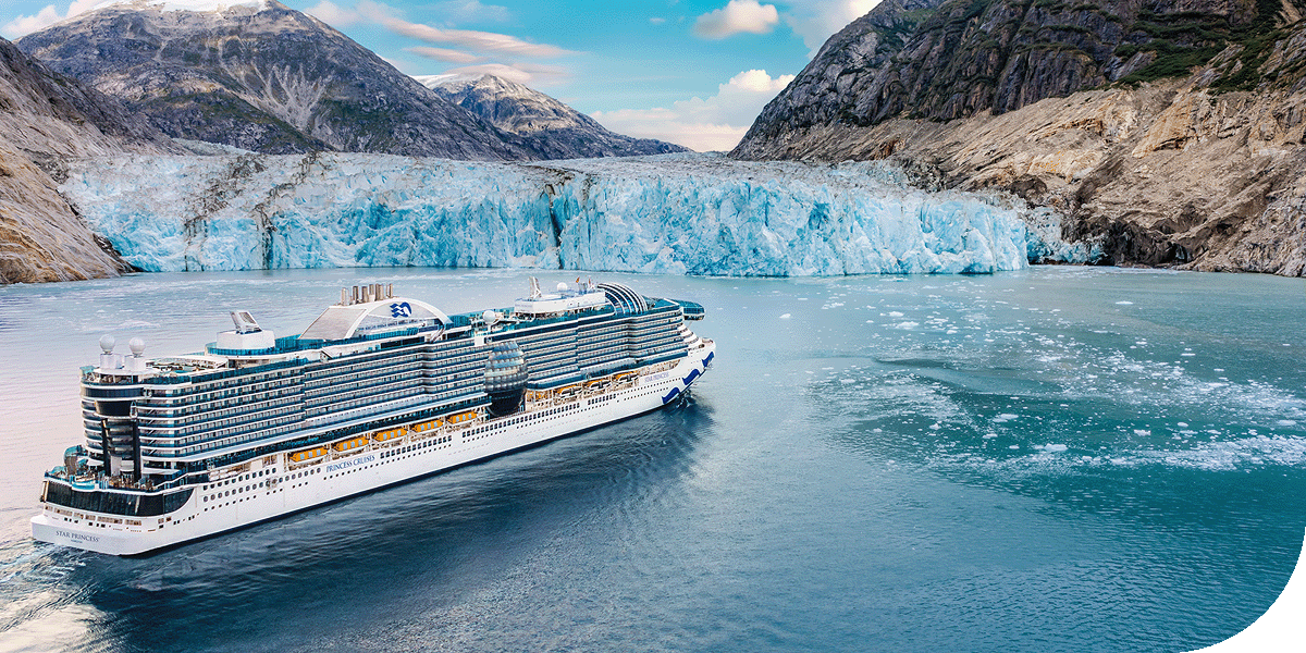 A Princess ship sails near Dawes Glacier, Alaska.