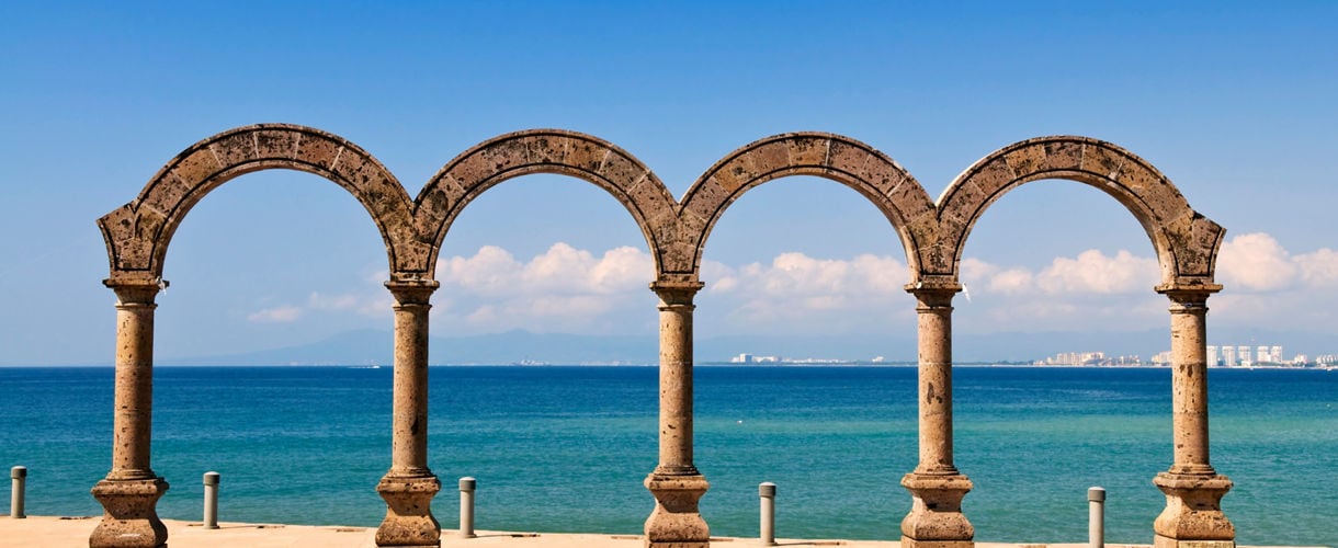 Old arches on the Malecon boardwalk.