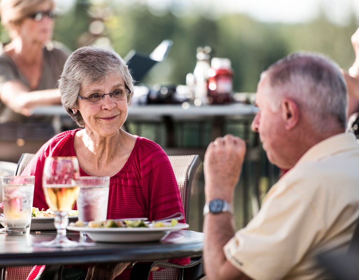 Enjoy comforting classics on the Riverview Deck.