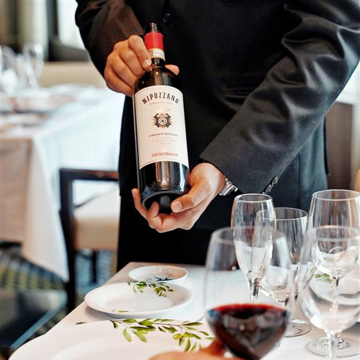 A curated selection of Frescobaldi wines awaits to enhance your Grand Tuscan Dinner experience.