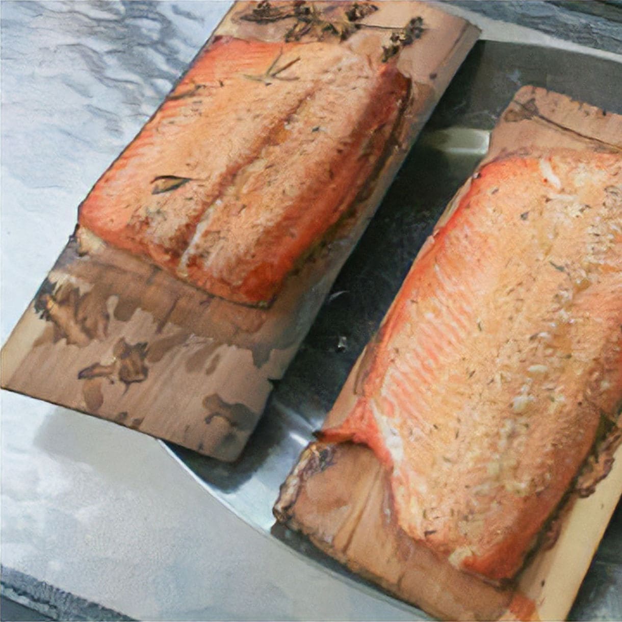 salmon three wood planks