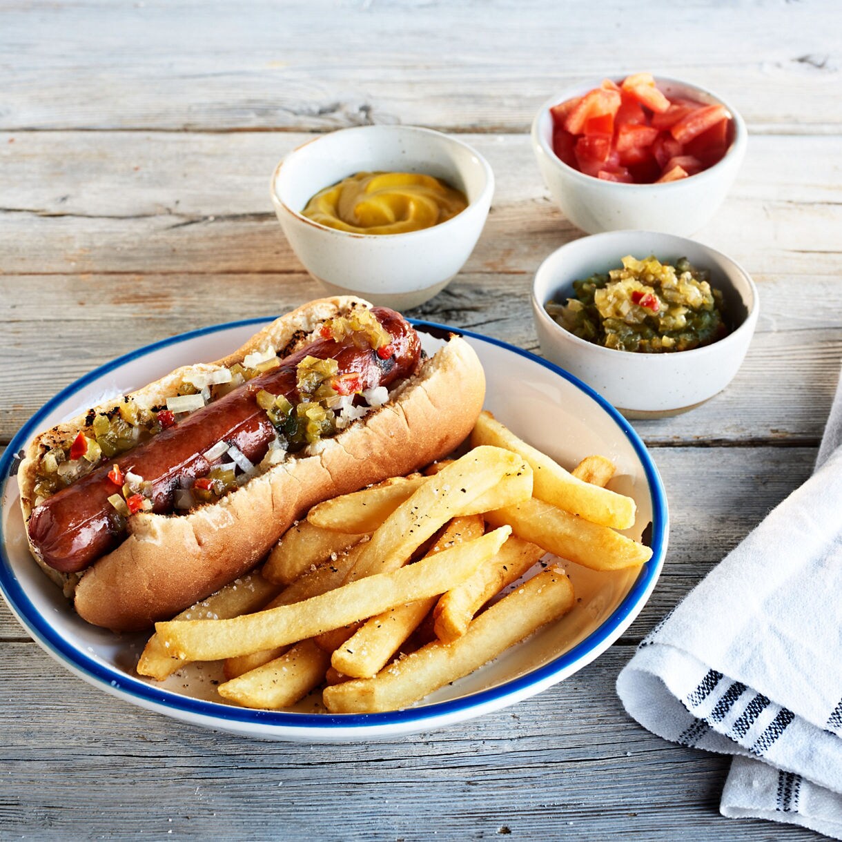 salty dog grill hotdog fries dish