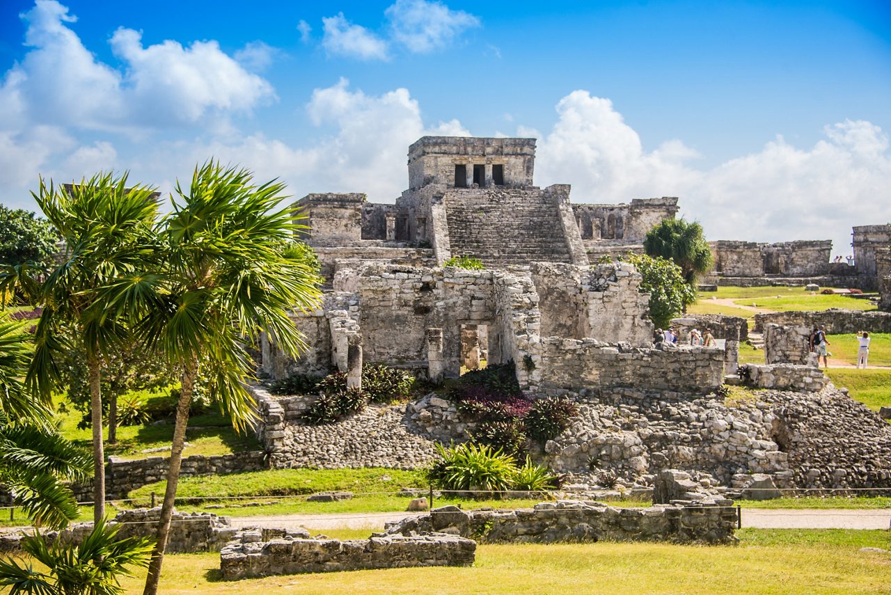 Mayan Ruins Besides Caribbean Sea. Riviera Maya, Traveling America.; Shutterstock ID 260521358; PO: 2017 Carib Mini Bro; Job: 2017 Carib Mini Bro; Client: Princess Cruises