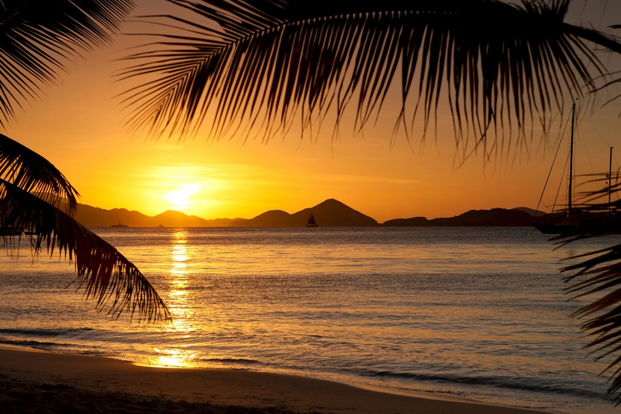 Sunset over St.Thomas seen from Salomon Bay.