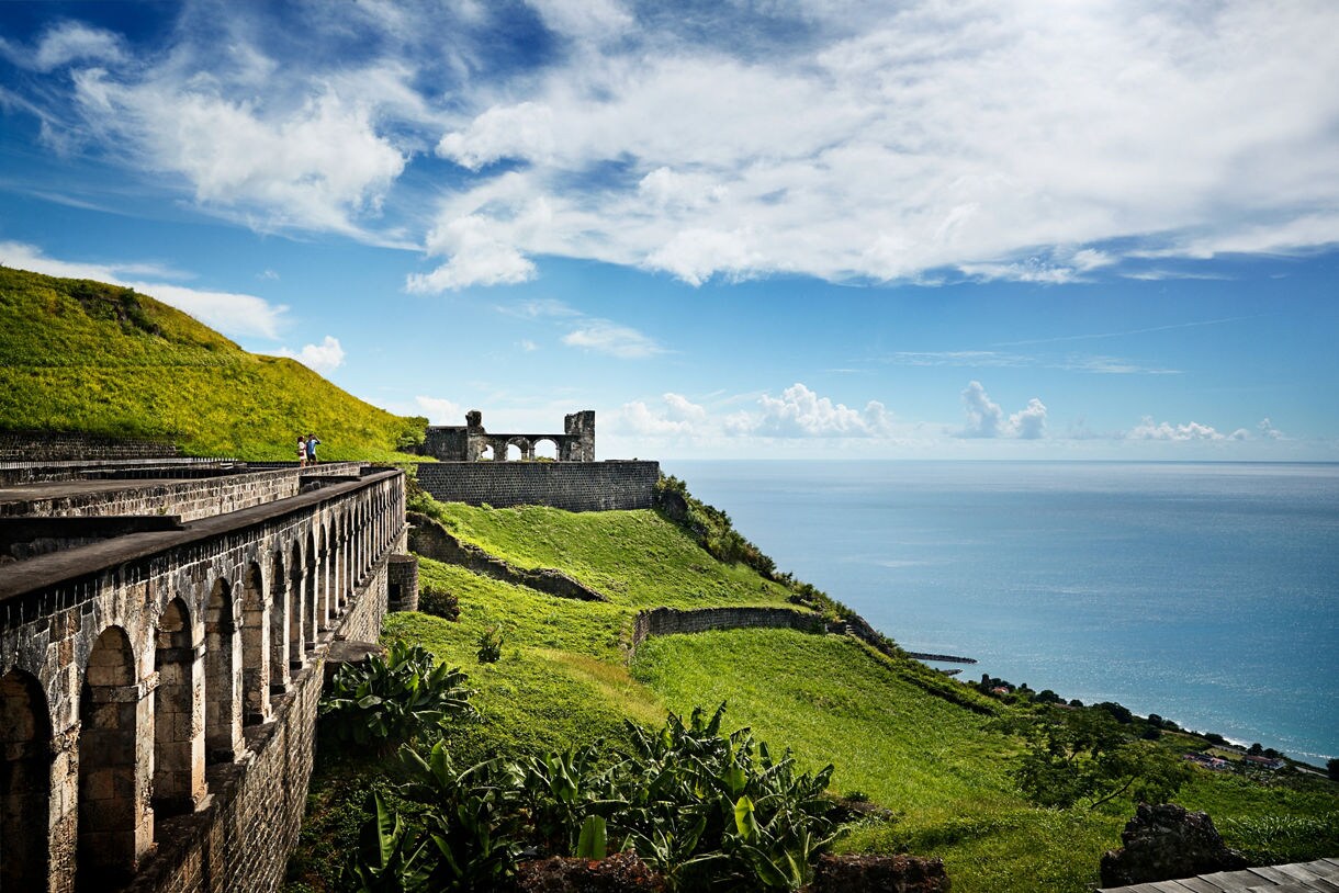 Cliffside fort walls in St. Kitts.