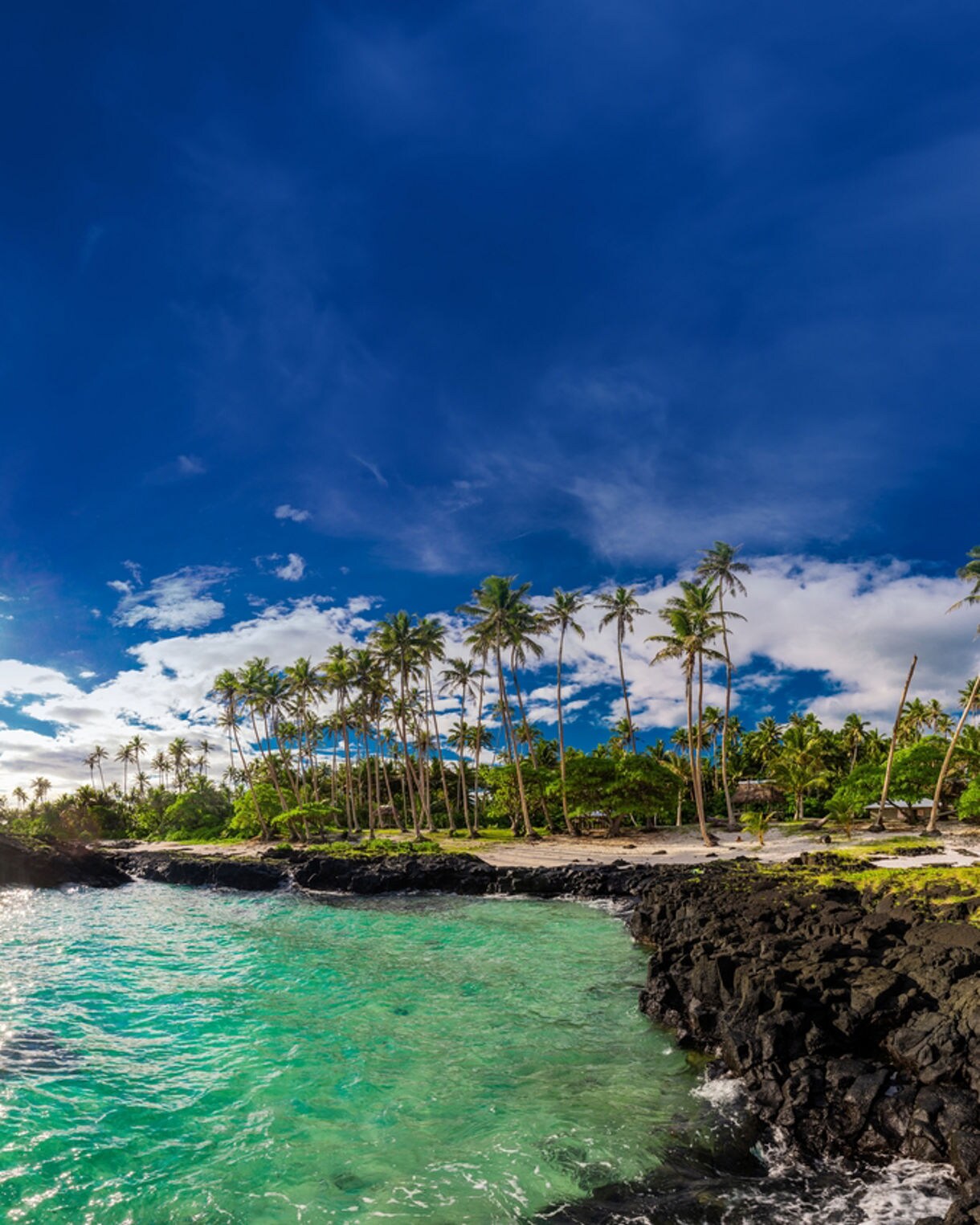 Sun-soaked remote beaches of Upolu Island, Samoa