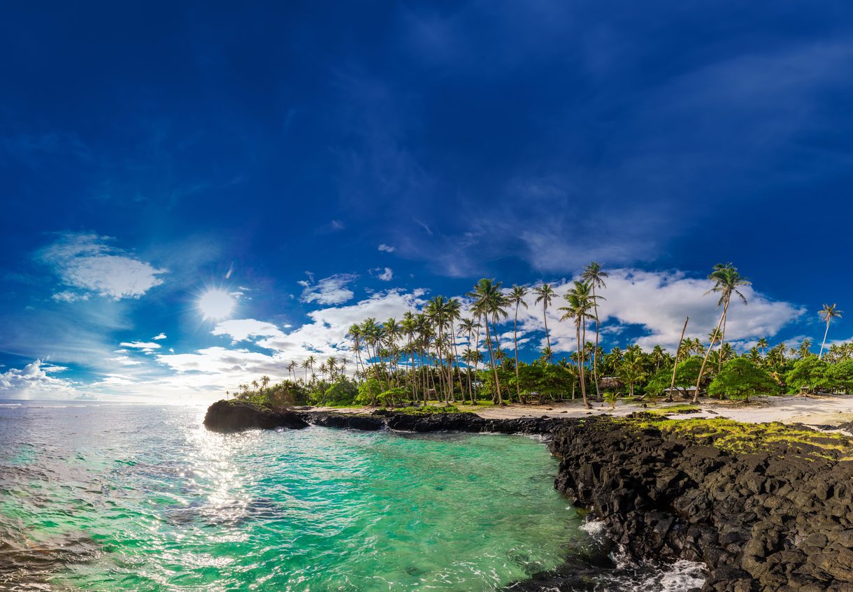 Sun-soaked remote beaches of Upolu Island, Samoa