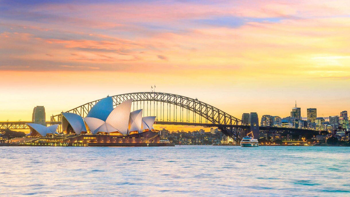 Sydney harbor at sunset