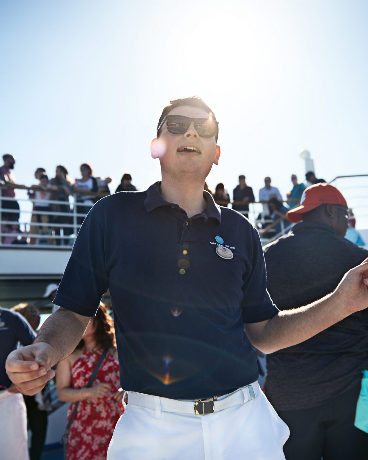 top deck party crew guests dancing