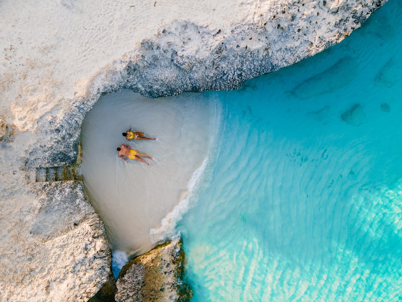 Natural rock bridge formation in Aruba.