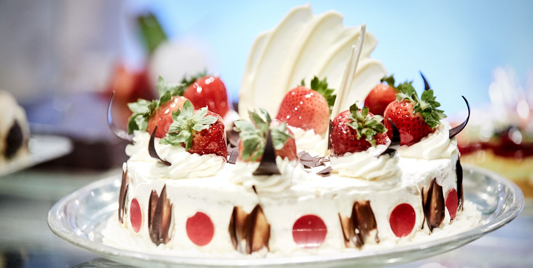 Birthday cake on serving platter