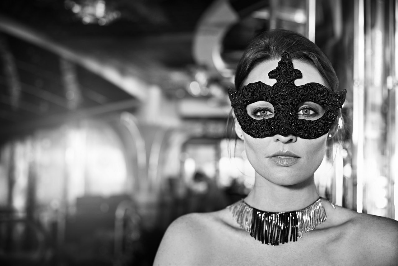 woman wearing a mask
