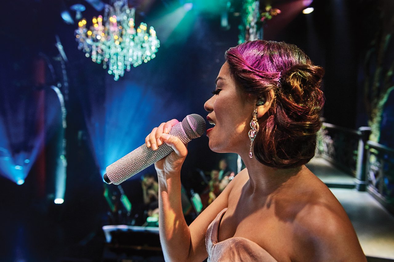Woman performing a live show